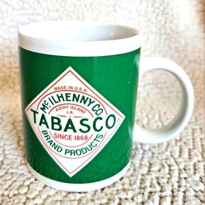 Vintage Tabasco Coffee Mug White & Green McIlhenny Co. Brand Hot Sauce Promo 9oz